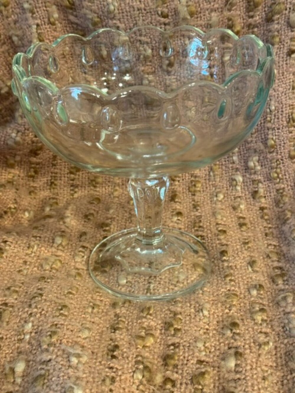 Vintage Clear Glass Indiana Glass Co. "Teardrop" pattern Pedestal Bowl